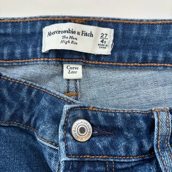 Abercrombie & Fitch Women's Medium Rinse High Rise Mom Jeans Curve Love Size 27/ - Picture 6 of 10